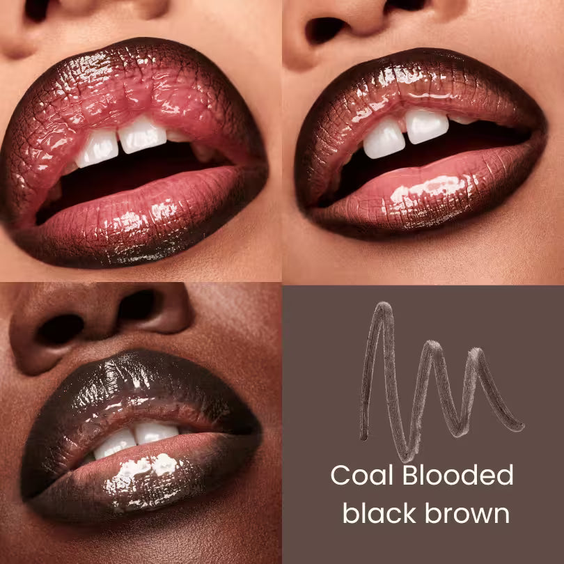 Fenty Beauty Trace'd Out Pencil Lip Liner Coal Blooded black brown shade look