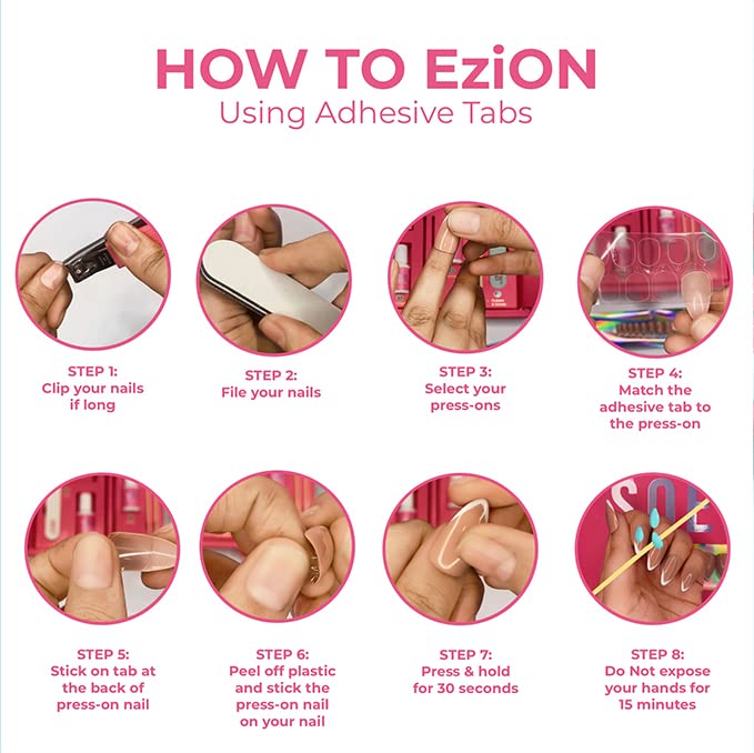 SOEZI Faux Ongles Réutilisables Chamakta-Aaina pour Femmes - 24 Pièces