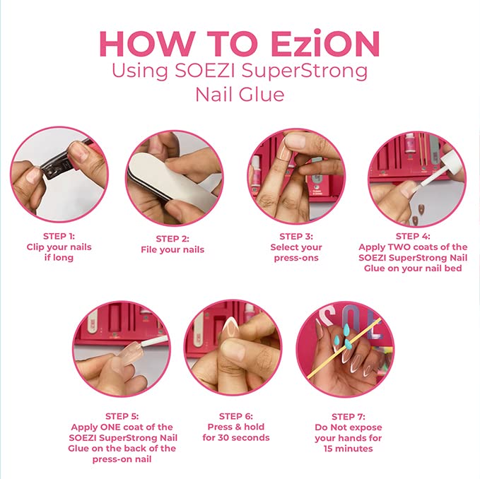SOEZI Faux Ongles Réutilisables Chamakta-Aaina pour Femmes - 24 Pièces