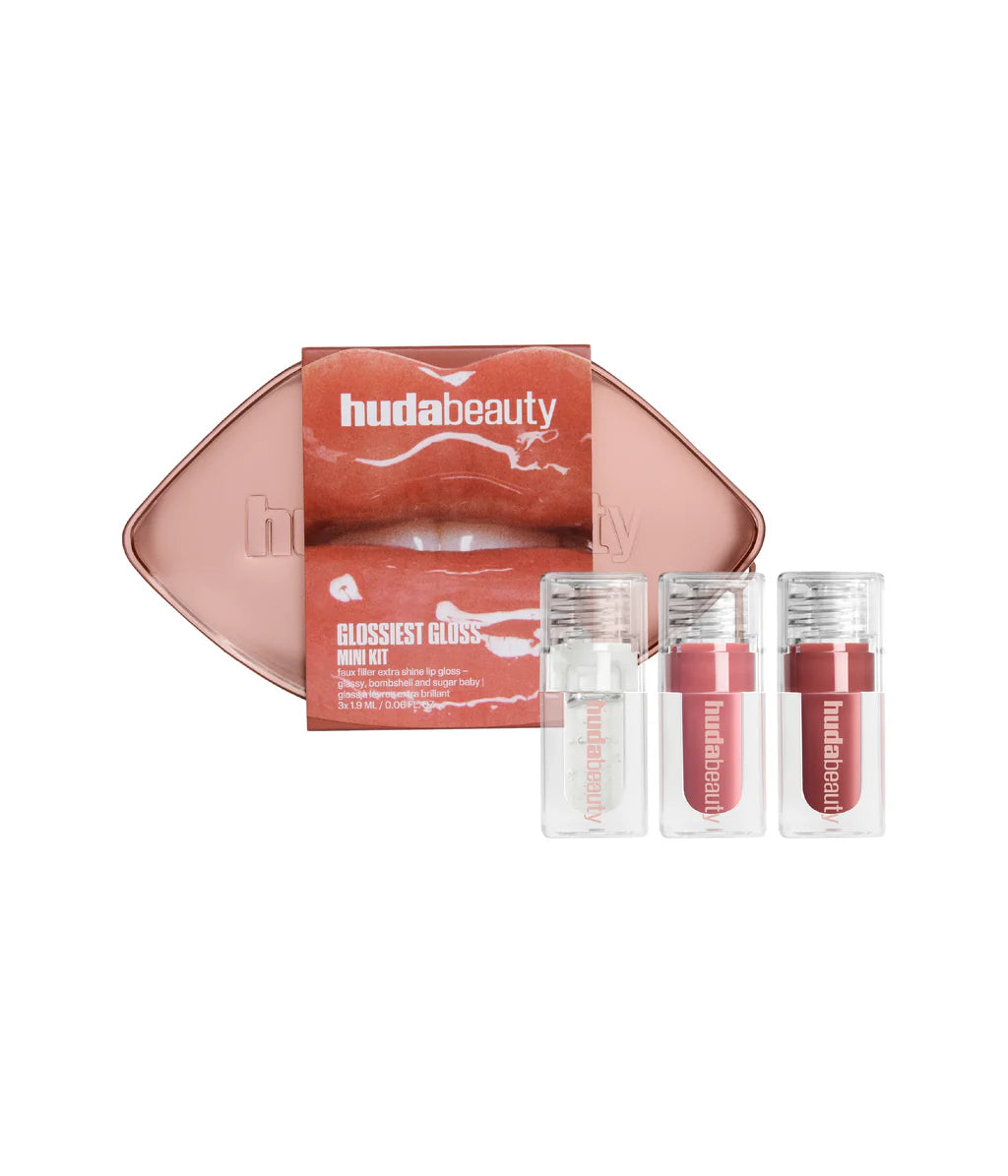 Huda Beauty Glossiest Gloss Trio – 1.9ml Mini Lip Gloss Set