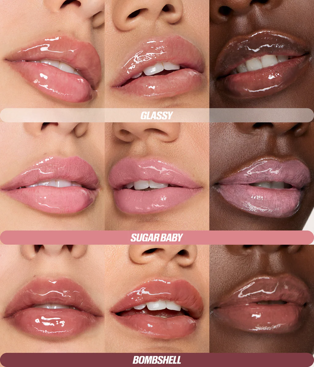 Trio de gloss Huda Beauty Glossiest – Coffret de mini gloss à lèvres de 1,9 ml