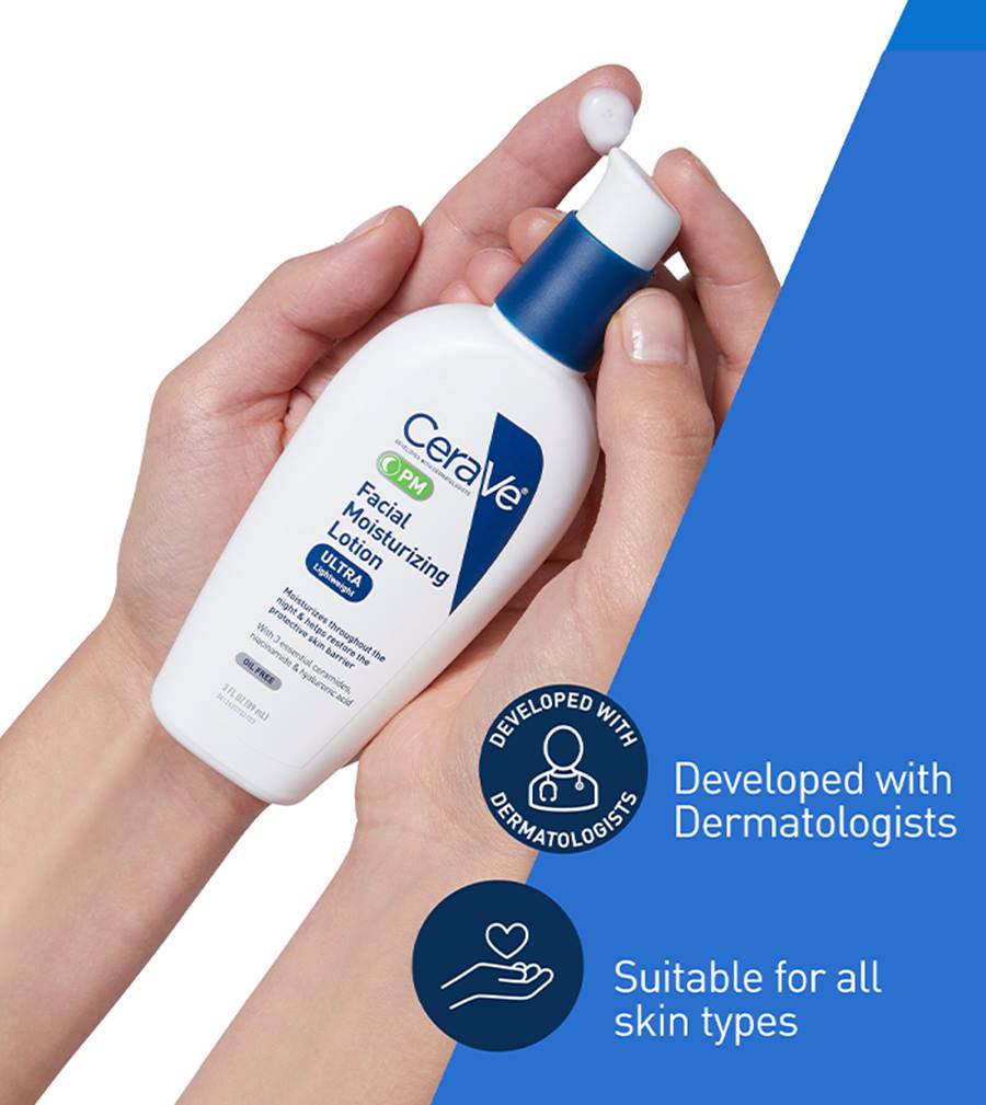 CeraVe PM Crème hydratante visage – Crème de nuit ultra-légère