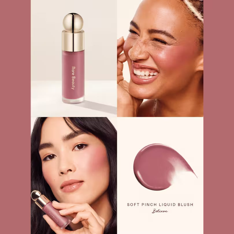 Rare Beauty Soft Pinch Liquid Blush Believe Shade looks
