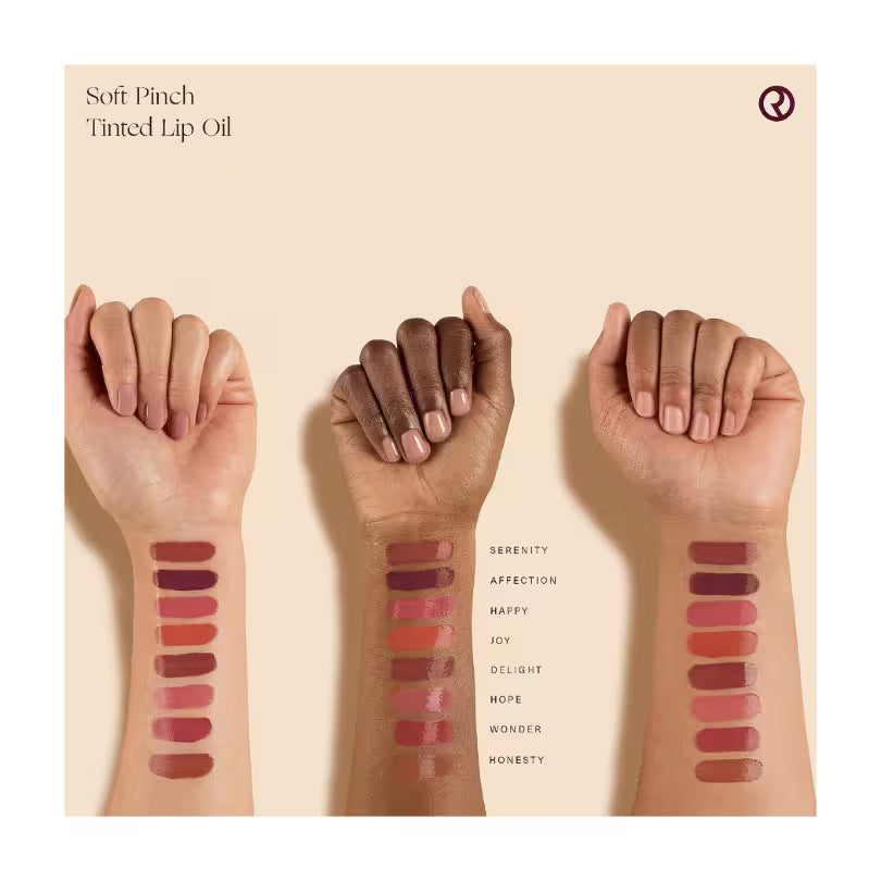 Rare Beauty Soft Pinch Tinted Lip Oil swatch guide