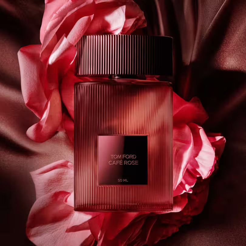 Tom Ford Café Rose 2023 luxury perfume campaign image