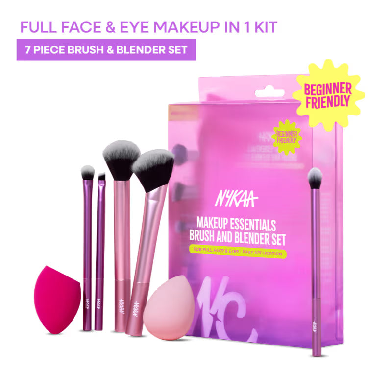 Nykaa Tools & Accessories Makeup Essential Brush & Blender Set – 7Pcs