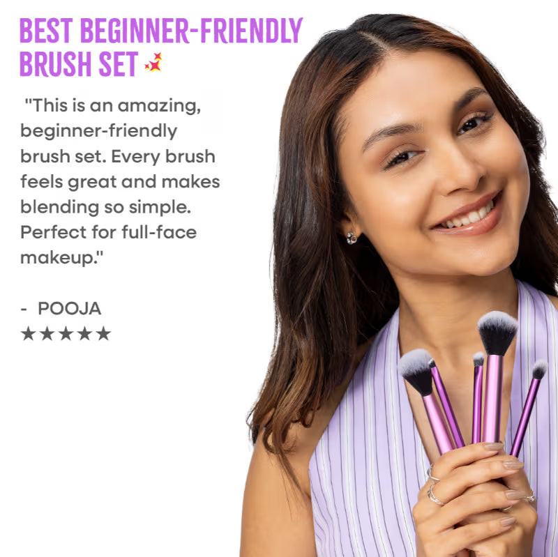 Nykaa Outils & Accessoires Kit Essentiel Pinceaux & Éponges de Maquillage – 7 Pièces