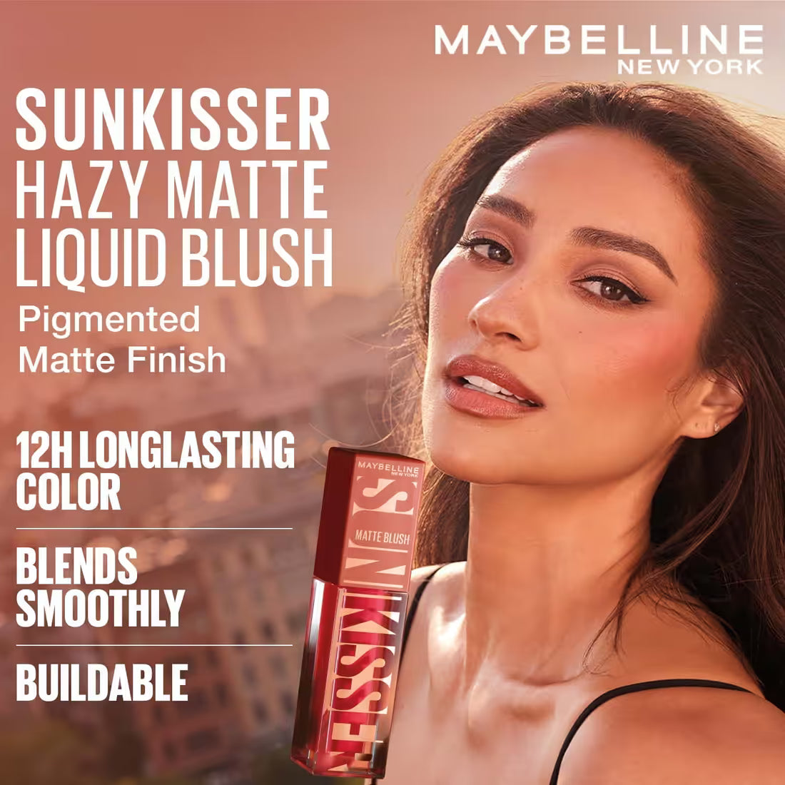 Maybelline New York Sunkisser Hazy Matte Blush – Lightweight Liquid Blush - Hot Sunset