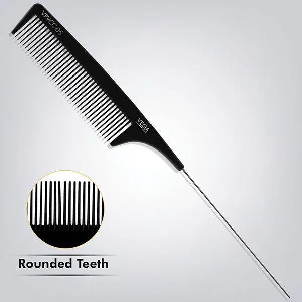 VEGA Professional Pin Tail Comb VPVCC 05 – Anti-Static Carbon Tail Comb