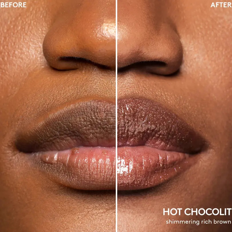 fenty beauty gloss bomb stix high-shine gloss stick before and after