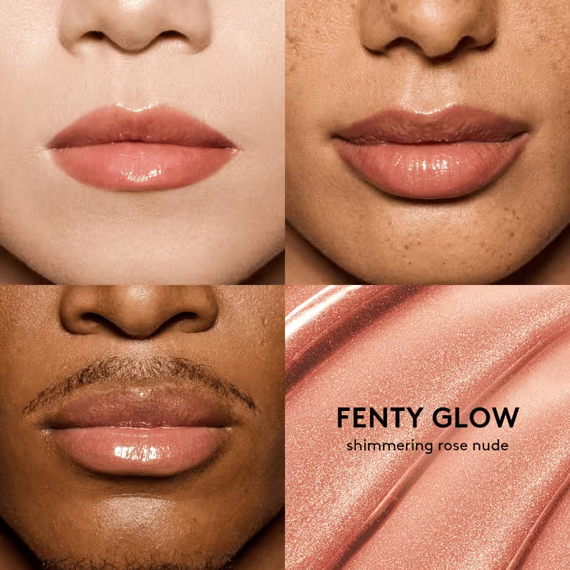 Fenty Beauty Gloss Bomb Universal Lip Luminizer lips results of Fenty Glow shade.