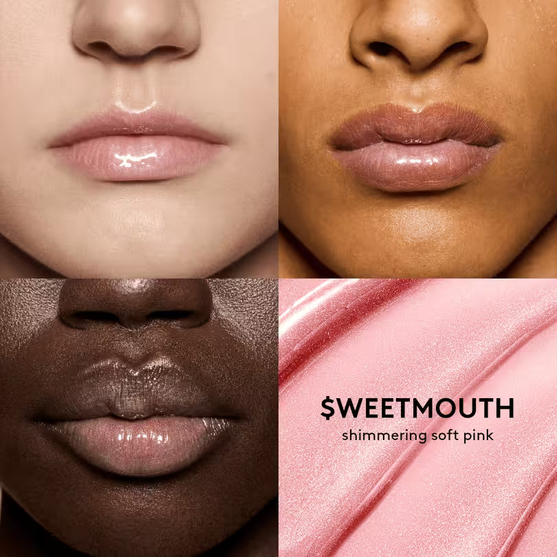 Fenty Beauty Gloss Bomb Universal Lip Luminizer lips results of Sweet Mouth shade.