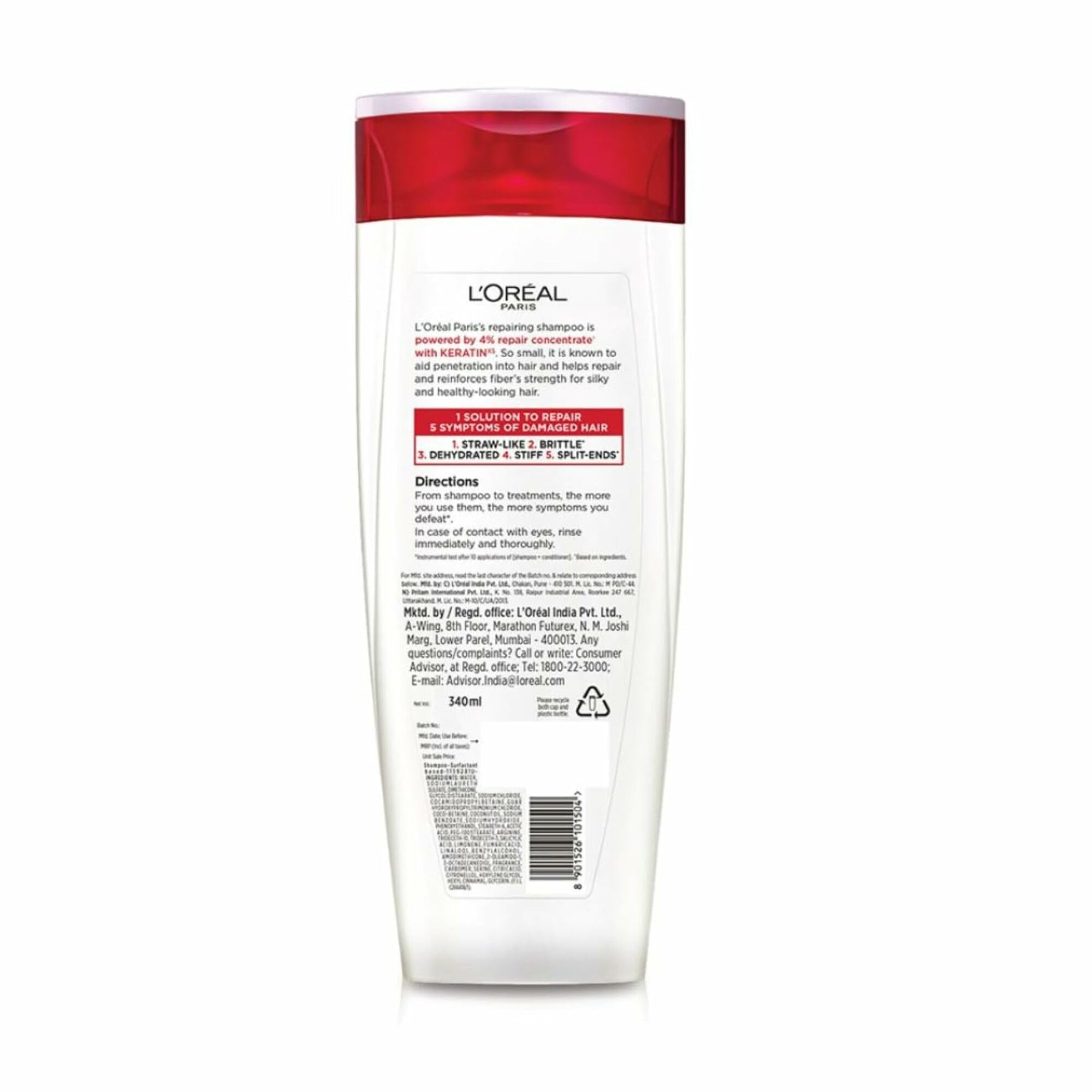 Shampooing Total Repair 5 de L'Oréal Paris - Répare les cheveux abîmés grâce à la Technologie Kératine XS