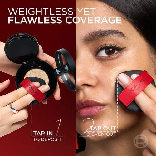 Fonds de Teint Fluide Accord Parfait Cushion L'Oréal Paris, Couvrance parfaite 24H, Sans oxydation