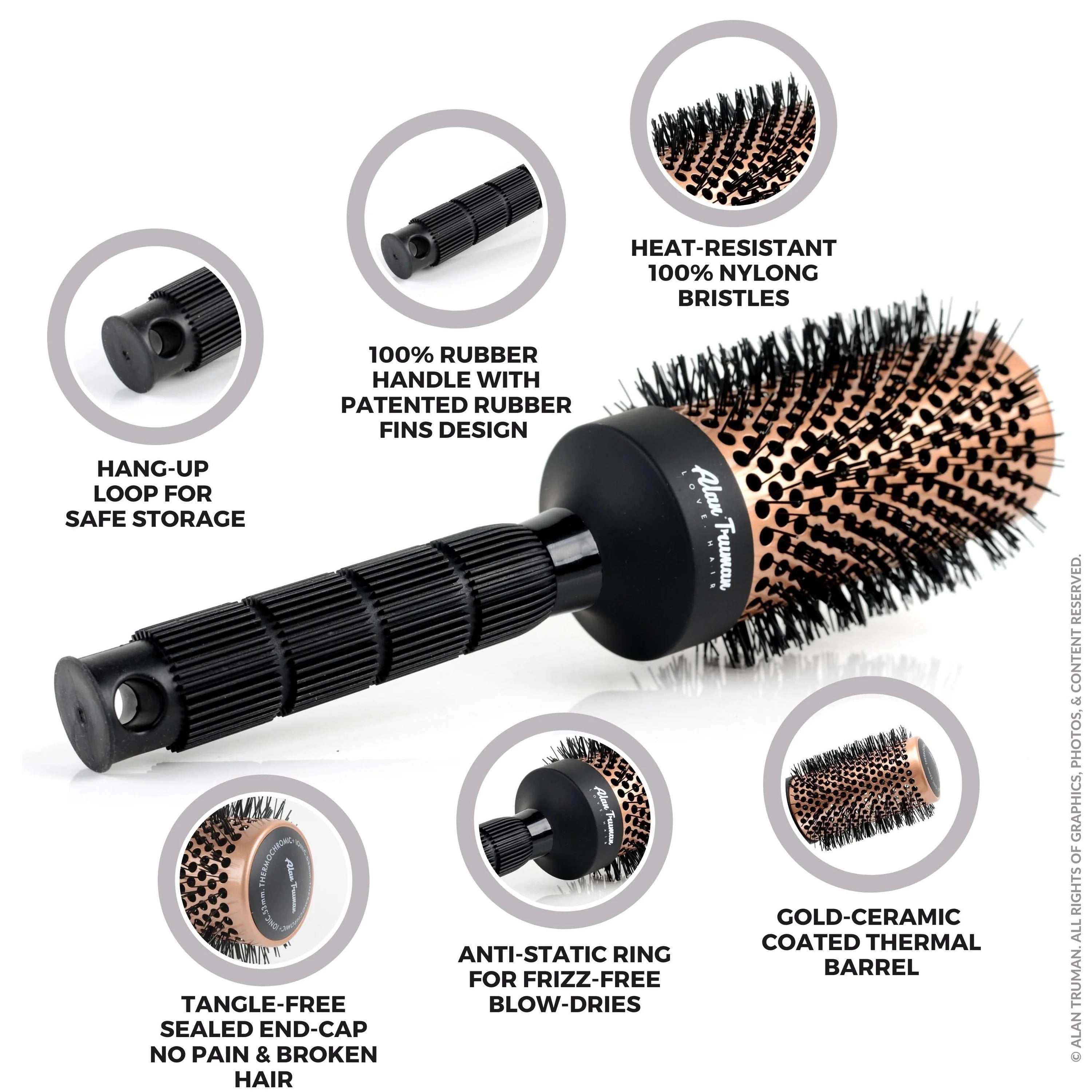 Brosse soufflante en céramique dorée Alan Truman (moyenne)