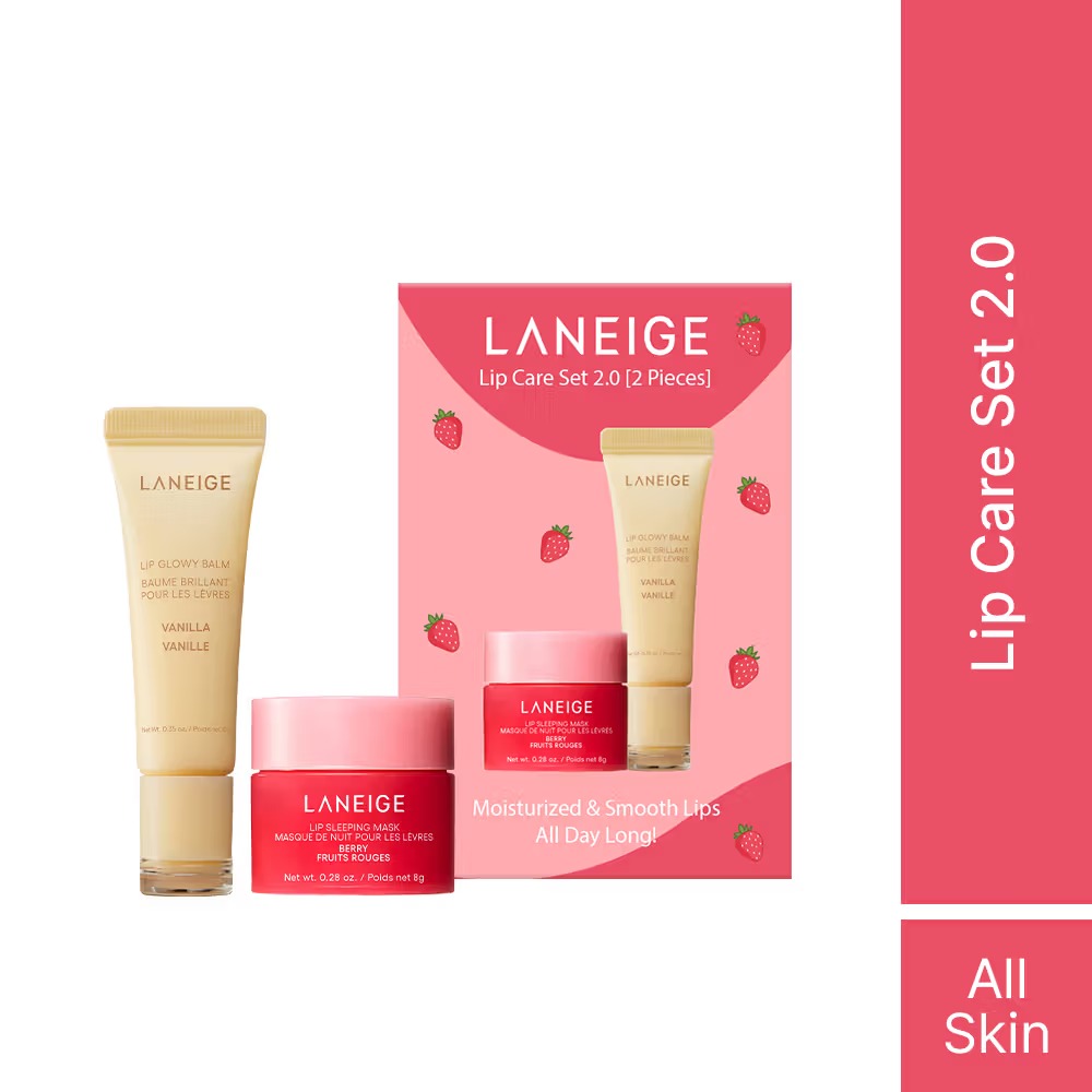 LANEIGE Lip Care Set 2.0 Berry Mini Lip Mask + Vanilla Lip Glowy Balm