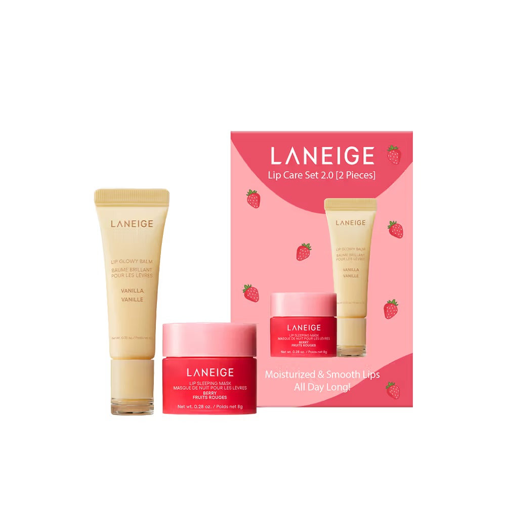 LANEIGE Ensemble de soins pour les lèvres 2.0 Masque de nuit pour les lèvres Baies Mini + Baume à lèvres éclat Vanille
