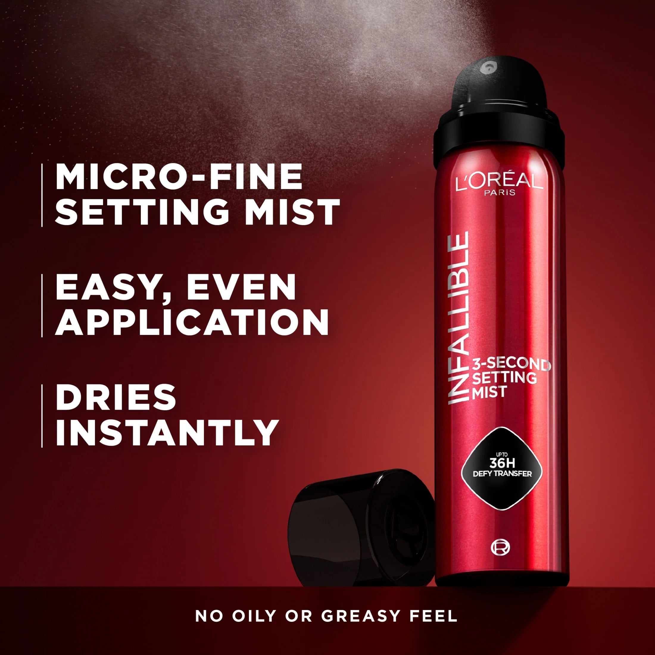L'Oreal Paris Infallible 3-Second Setting Spray, 36hr Long Lasting Makeup