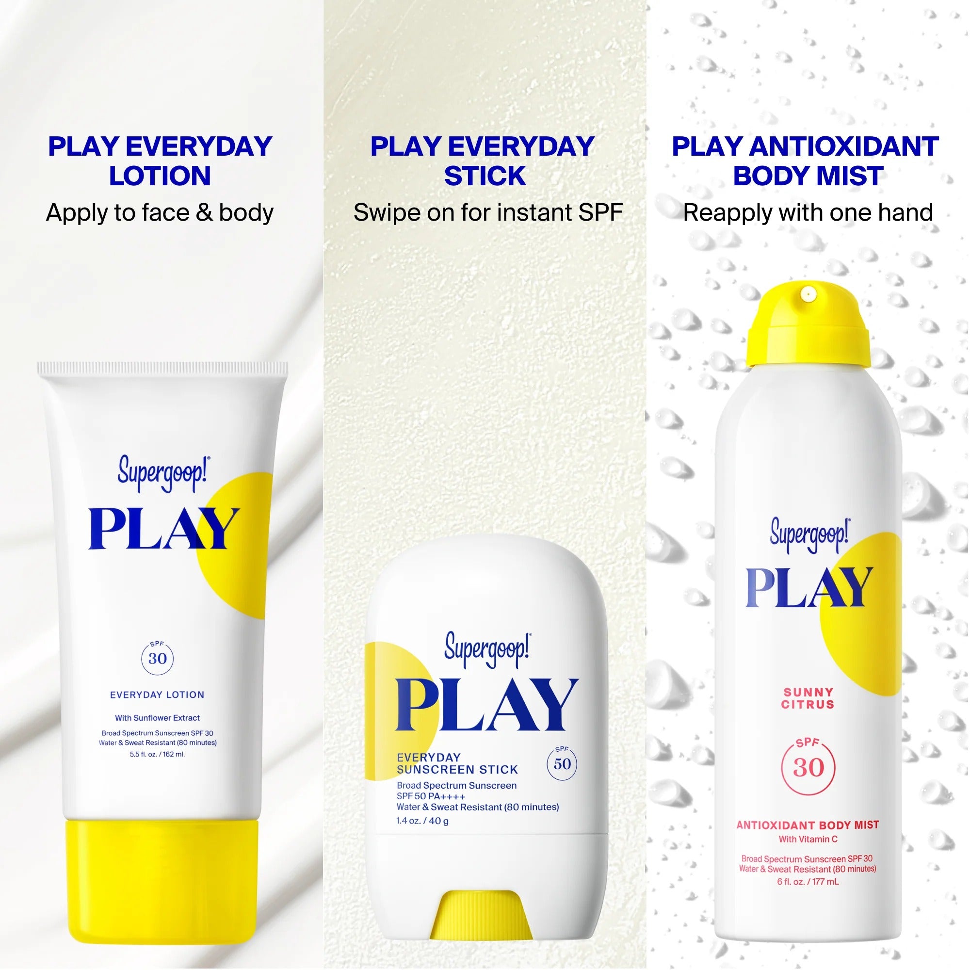 Supergoop PLAY Antioxidant Body Mist SPF PA++++ 50 with Vitamin C