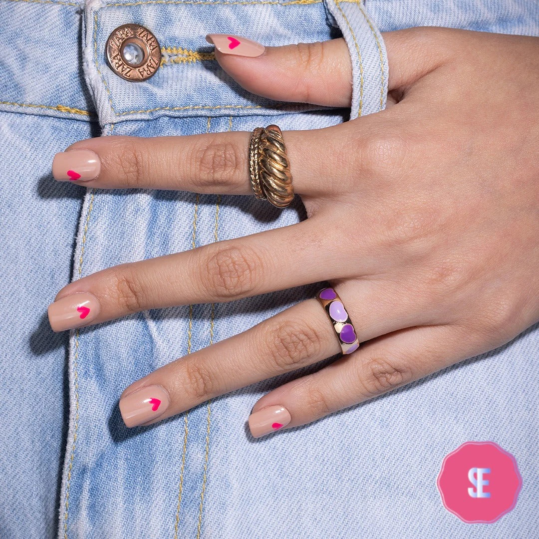 SOEZI Je t'aime – Kit de faux ongles réutilisables à presser – Prêt à poser