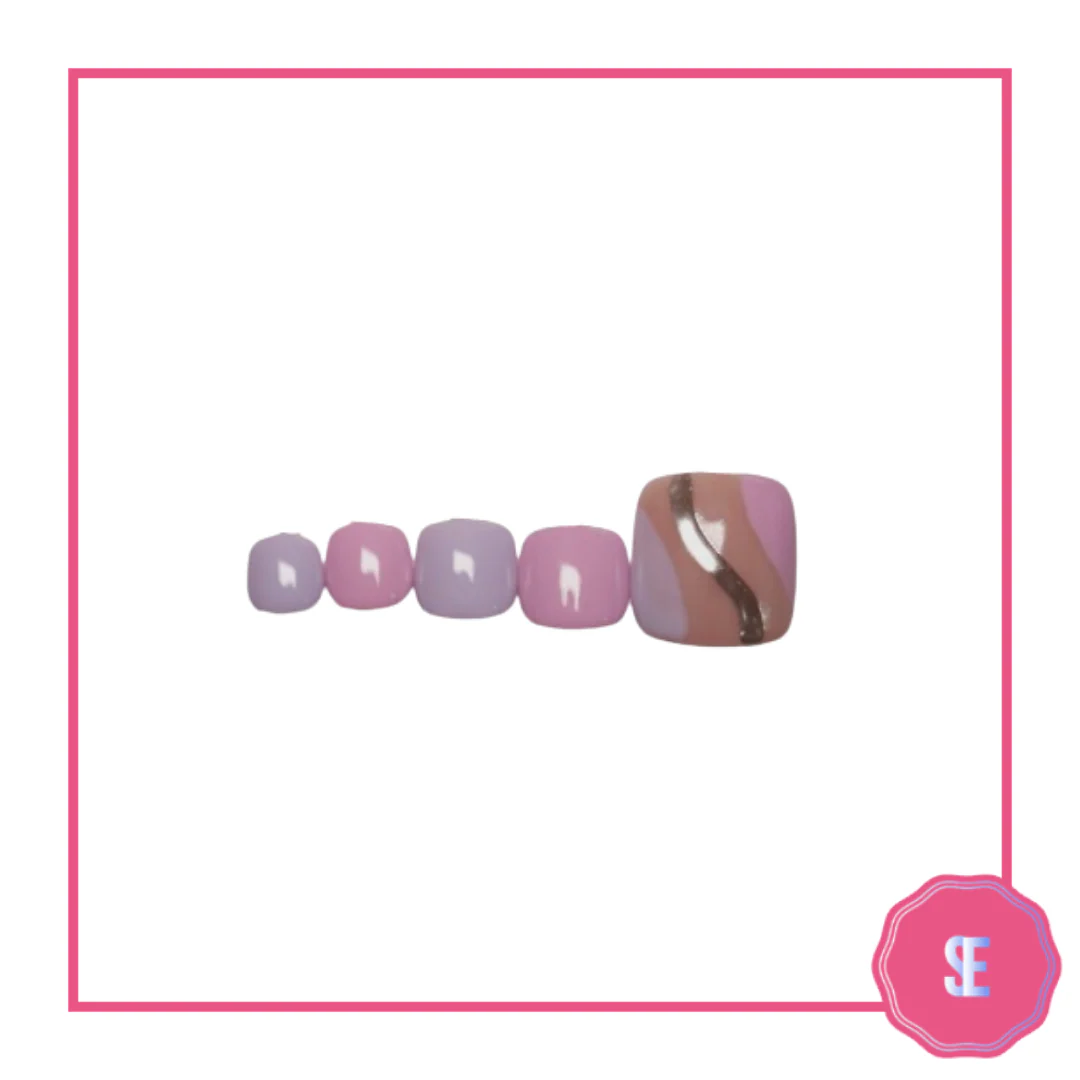 SOEZI Lilac Serenity Toezi Faux Ongles Réutilisables à Coller - Kit d'Application 24 Pièces