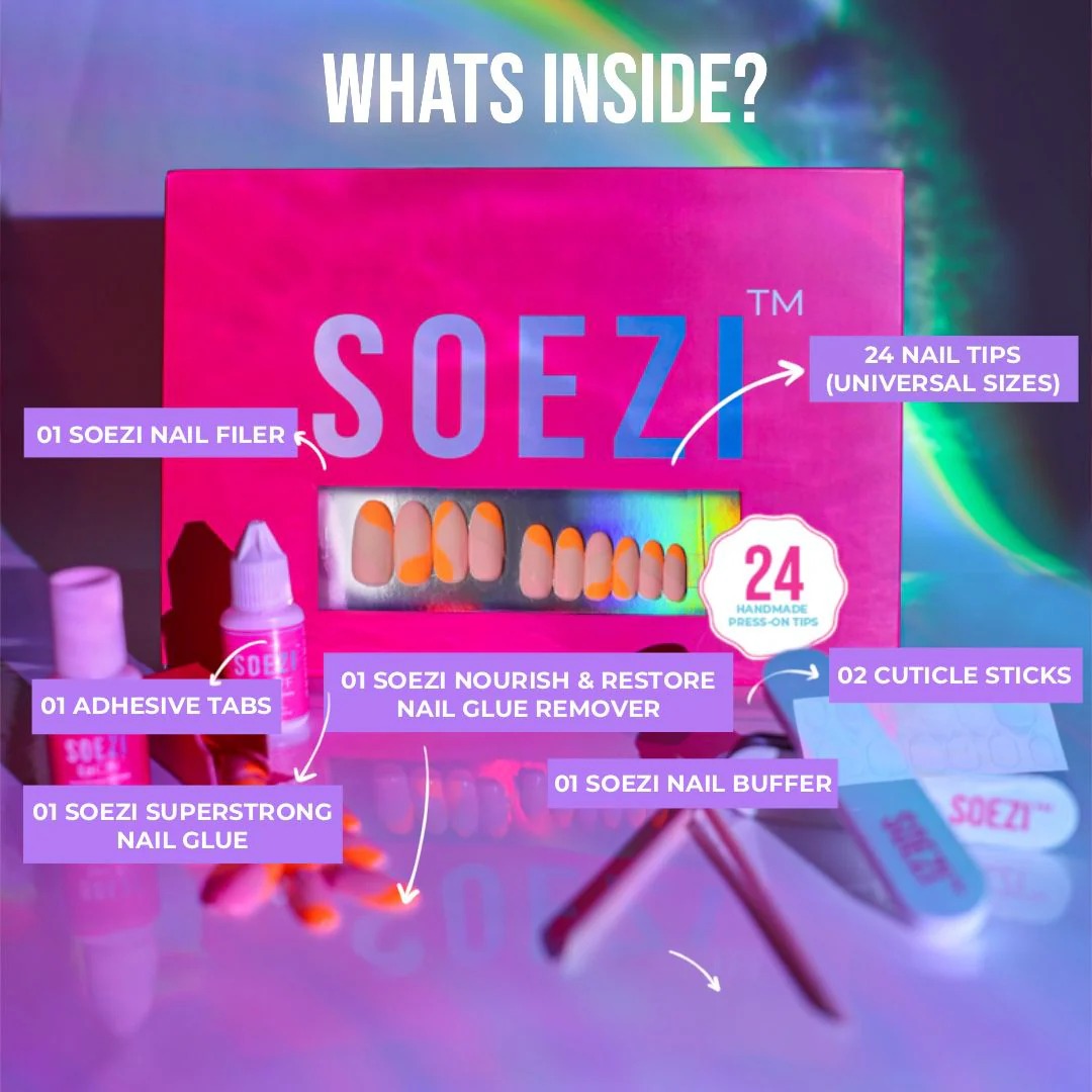 SOEZI Lilac Serenity Toezi Reusable Press On Nails - Application Kit 24 Pcs