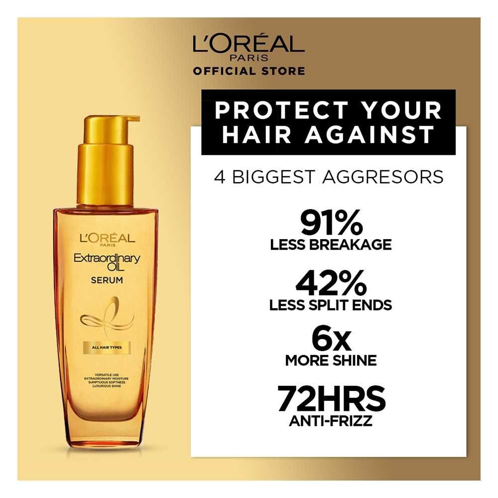 Sérum Huile Extraordinaire Elsève de L'Oréal Paris, sérum anti-frisottis avec protection UV