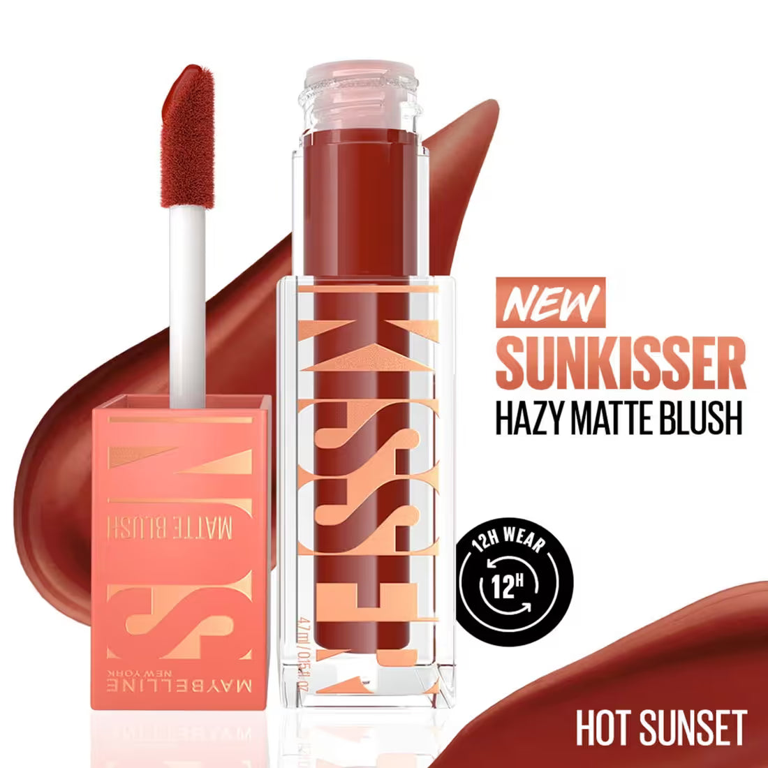 Maybelline New York Sunkisser Hazy Matte Blush – Lightweight Liquid Blush - Hot Sunset
