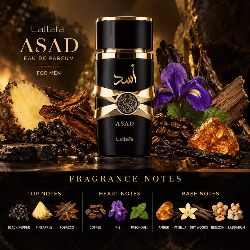 Lattafa Asad Eau de Parfum 100ml fragrance notes
