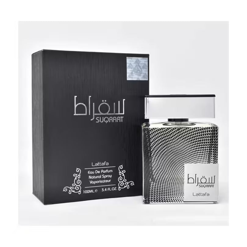 Lattafa Suqraat Eau de Parfum 100ml bottle with original box on white background