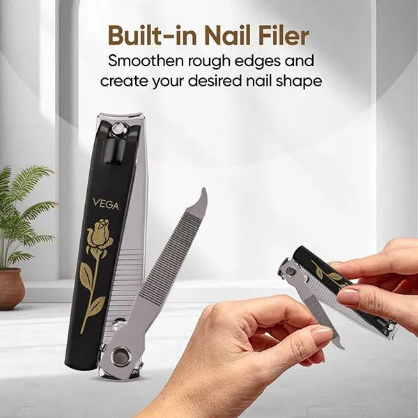 VEGA Grand Coupe-Ongles Noir LNC-03 – Coupe-Ongles de Précision pour Manucure et Pédicure
