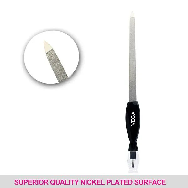Lime à ongles VEGA avec coupe-cuticules NFT-06 – Outil 2-en-1 de soin des ongles