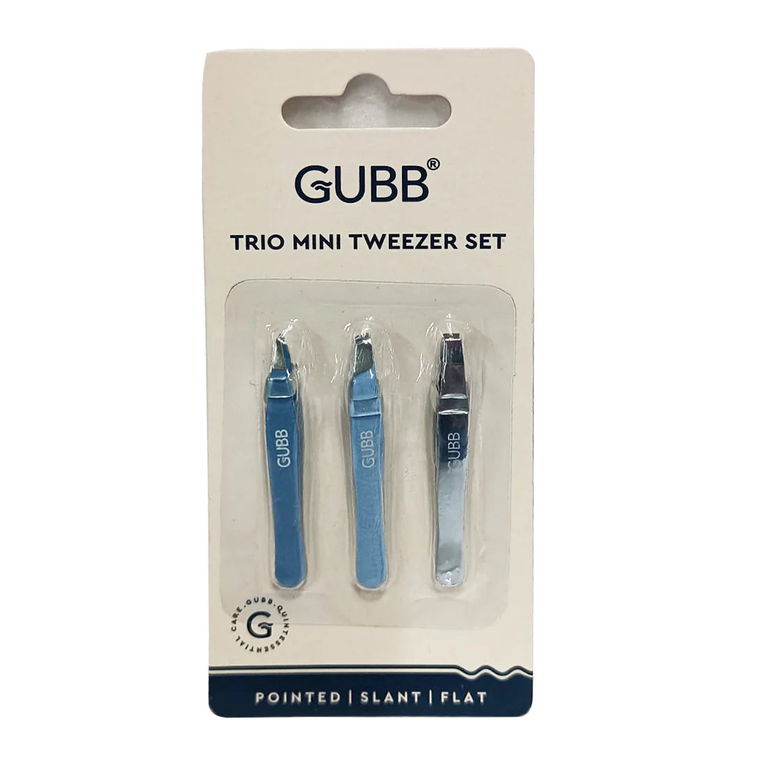 GUBB Trio Mini Pince à épiler – Inclinée, Plate et Pointue